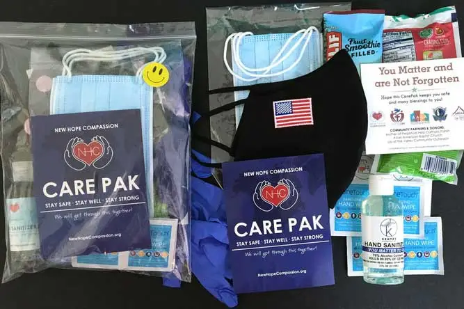 CarePak health and hygiene supplies including masks and sanitiser.