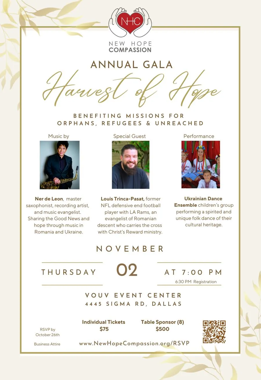 New Hope Compassion annual gala poster, 2 November 2023.