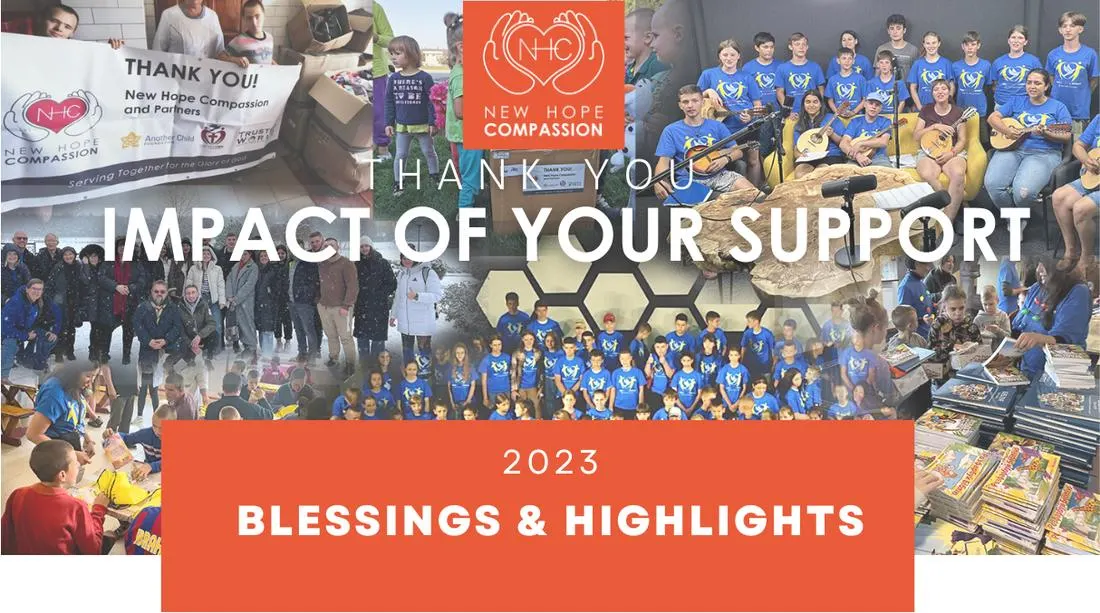 New Hope Compassion 2023 year-end newsletter, page one.